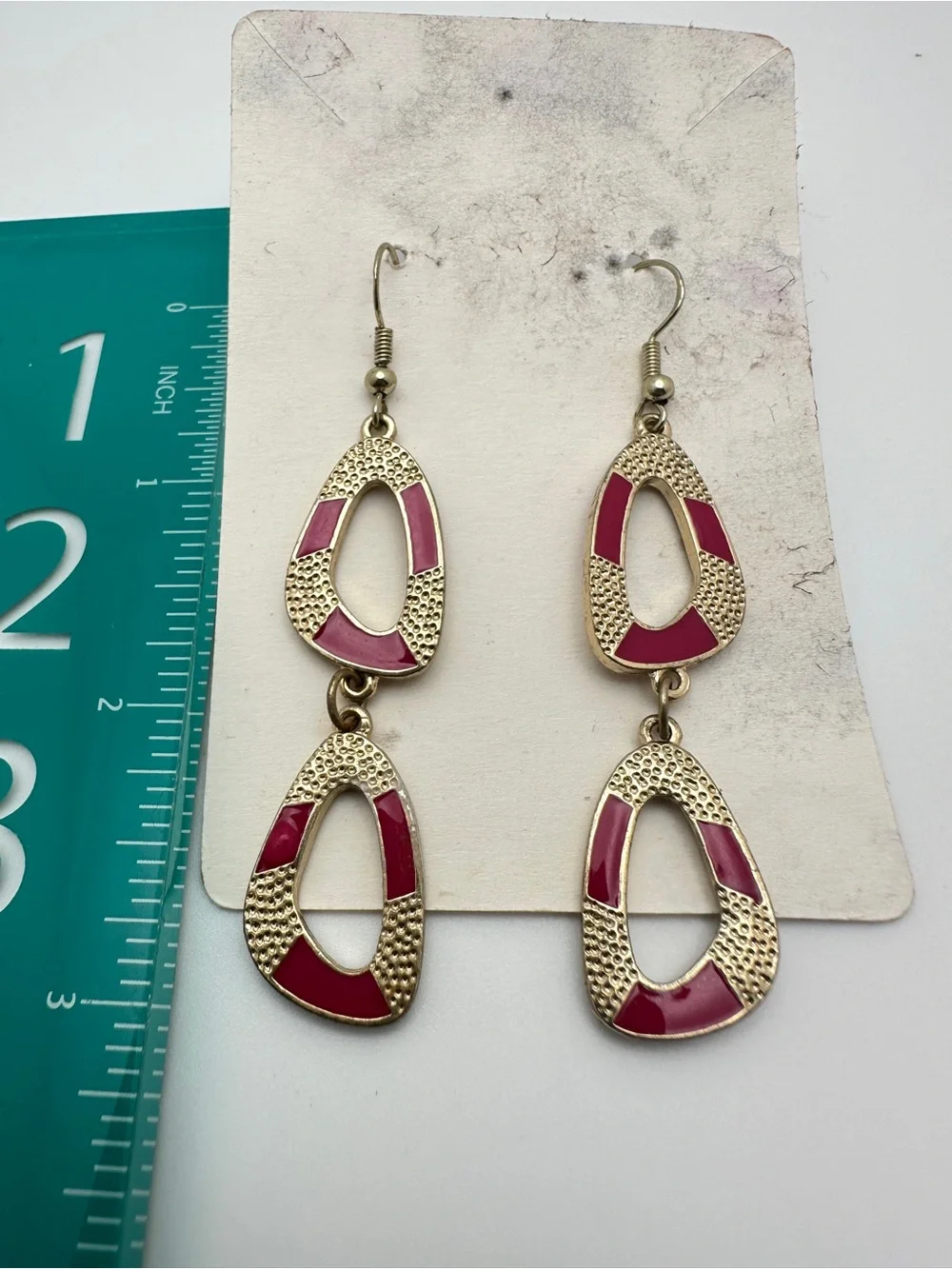Gold-Tone Pink Drop Earrings